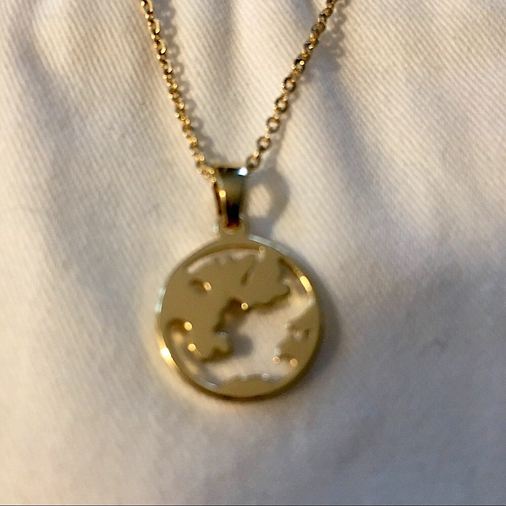 New! Gold Plated Earth Necklace by I am - Picture 2 of 16